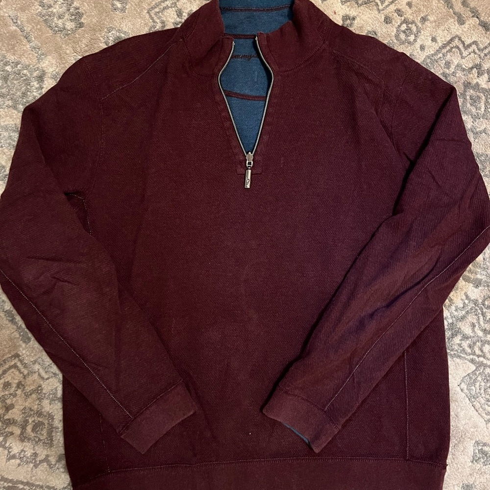 Men's Burgundy Half-Zip Sweater